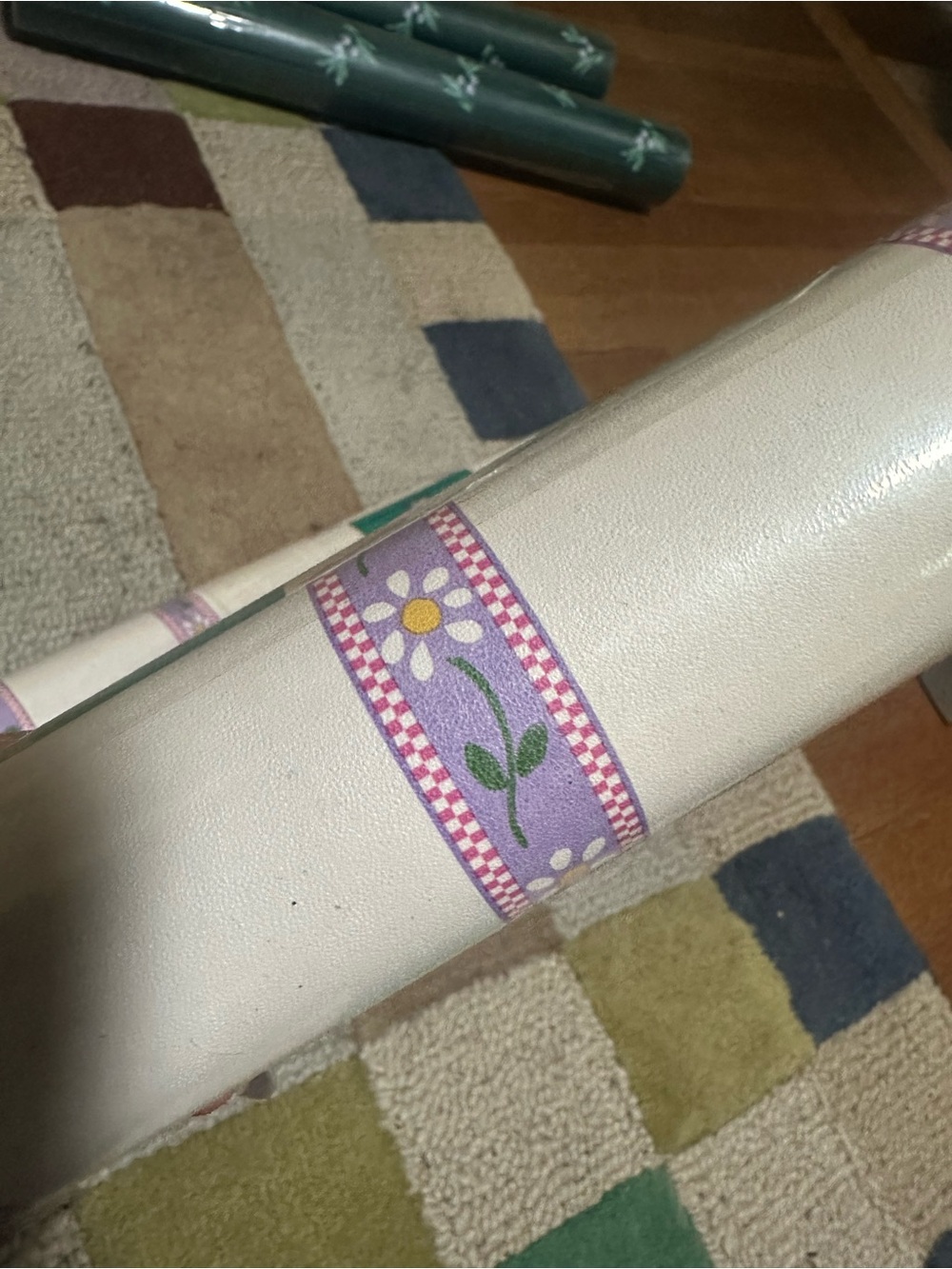 International Vintage Floral Checker Vinyl WallPaper stripes 4 rolls